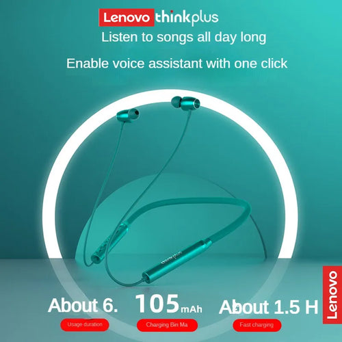 Lenovo Bluetooth Earphones HE05XII Wireless Earbuds Magnetic Neckband Earphone Waterproof Sport Headset Mic Noise Cancelling